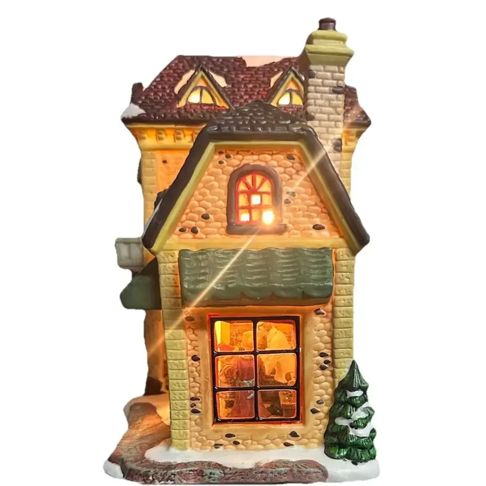 Illuminated Christmas Village Hearthstone Bakery w/ Baker Figure - Holiday Decor